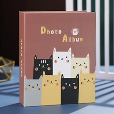 4 PCS Family Large-Capacity Interstitial Album Book Photo Studio Photo Storage Book, Specification: Laminated 7 inch 100 Sheets(Cartoon Cat)
