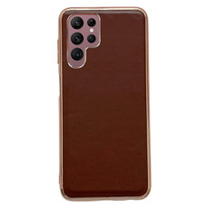 For Samsung Galaxy S22 Ultra 5G Genuine Leather Xiaoya Series Nano Electroplating Phone Case(Coffee) For Samsung Galaxy S22 Ultra 5G Genuine Leather Xiaoya Series Nano Electroplating Phone Case(Coffee)