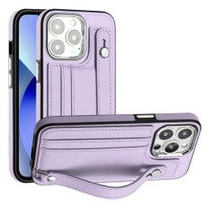 For iPhone 13 Pro Shockproof Leather Phone Case with Wrist Strap(Purple) For iPhone 13 Pro Shockproof Leather Phone Case with Wrist Strap(Purple)