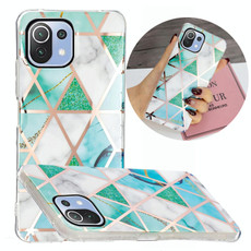 For Xiaomi Mi 11 Lite Electroplating TPU Protective Case(Green White Rhombus) For Xiaomi Mi 11 Lite Electroplating TPU Protective Case(Green White Rhombus)