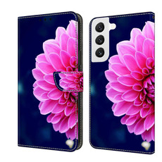 For Samsung Galaxy S22 Crystal 3D Shockproof Protective Leather Phone Case(Pink Petals)
