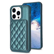 For iPhone 14 Pro BF25 Square Plaid Card Bag Holder Phone Case(Green) For iPhone 14 Pro BF25 Square Plaid Card Bag Holder Phone Case(Green)