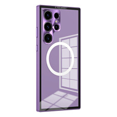 For Samsung Galaxy S22 Ultra 5G MagSafe HD Spring Buckle Metal Phone Case(Purple) For Samsung Galaxy S22 Ultra 5G MagSafe HD Spring Buckle Metal Phone Case(Purple)