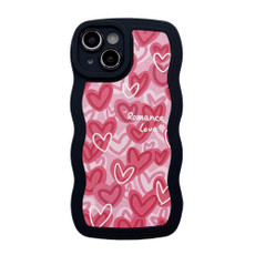 For iPhone 13 Wavy Lambskin Love TPU Phone Case(Pink)