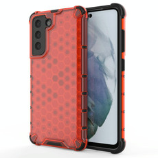 For Samsung Galaxy S21 FE Shockproof Honeycomb PC + TPU Case(Red)