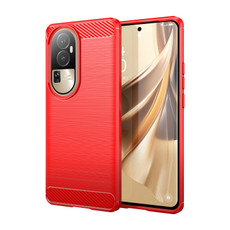 For OPPO Reno10 Pro 5G Global / Reno10 Global Brushed Texture Carbon Fiber TPU Phone Case(Red)