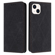 For iPhone 15 Plus Ethnic Embossed Adsorption Leather Phone Case(Yellow)