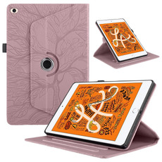 For iPad mini 5 / mini 4 / mini 3  Tree Life Embossed Rotation Leather Smart Tablet Case(Rose Gold)