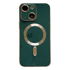 For iPhone 14 Magsafe Plating TPU Phone Case with Lens Film(Green)