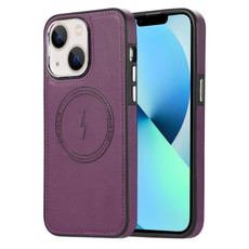 For iPhone 13 Side Leather Magsafe Phone Case(Dark Purple)