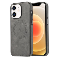 For iPhone 12 Side Leather Magsafe Phone Case(Gray) For iPhone 12 Side Leather Magsafe Phone Case(Gray)