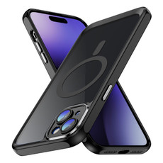For iPhone 15 Plus MagSafe Magnetic PC + TPU Phone Case with Lens Film(Black)