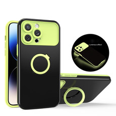 For iPhone 14 Pro Luminous Series Ring Holder Phone Case(Black + Yellow) For iPhone 14 Pro Luminous Series Ring Holder Phone Case(Black + Yellow)