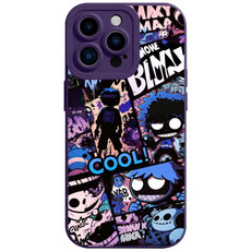For iPhone 15 Pro Max Liquid Angel Eyes Comics TPU Phone Case(Purple Bottom COOL)