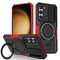 For Samsung Galaxy S23 5G Sliding Camshield Magsafe Holder TPU Hybrid PC Phone Case(Black Red) For Samsung Galaxy S23 5G Sliding Camshield Magsafe Holder TPU Hybrid PC Phone Case(Black Red)