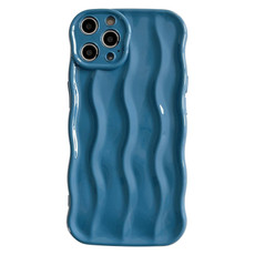 For iPhone 15 Pro Max Wave Texture Bright TPU Phone Case(Sea Blue)