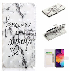 For Samsung Galaxy A40 Oil Embossed 3D Drawing Leather Phone Case(Words Marble)