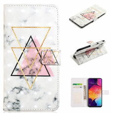 For Samsung Galaxy A20e Oil Embossed 3D Drawing Leather Phone Case(Triangular Marble)