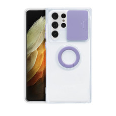For Samsung Galaxy S22 Ultra 5G Sliding Camera Cover TPU Protective Case with Ring Holder(Purple) For Samsung Galaxy S22 Ultra 5G Sliding Camera Cover TPU Protective Case with Ring Holder(Purple)