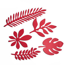 10 in 1 Creative Paper Cutting Shooting Props Tree Leaves Papercut Jewelry Cosmetics Background Photo Photography Props(Red)