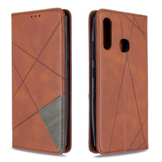 For Galaxy A70e Rhombus Texture Horizontal Flip Magnetic Leather Case with Holder & Card Slots & Wallet(Brown)