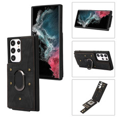 For Samsung Galaxy S22 Ultra 5G Armor Ring Wallet Back Cover Phone Case(Black) For Samsung Galaxy S22 Ultra 5G Armor Ring Wallet Back Cover Phone Case(Black)