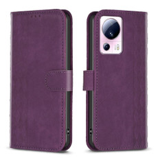 For Xiaomi 13 Lite 5G / Civi 2 Plaid Embossed Leather Phone Case(Purple)