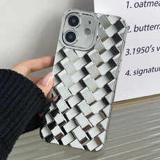 For iPhone 11 Retro Weave Texture Electroplating Phone Case(Silver) For iPhone 11 Retro Weave Texture Electroplating Phone Case(Silver)