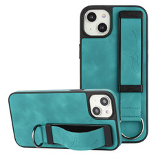 For iPhone 13 Wristband Holder Leather Back Phone Case(Green) For iPhone 13 Wristband Holder Leather Back Phone Case(Green)