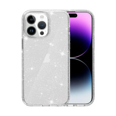 For iPhone 15 Pro Shockproof Terminator Glitter Powder Phone Case(White)