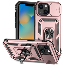 For iPhone 15 Plus Sliding Camshield Holder Phone Case(Rose Gold)