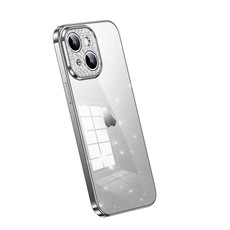 For iPhone 15 Plus SULADA Electroplated Transparent Glittery TPU Phone Case(Silver)