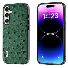 For Samsung Galaxy S23 FE 5G ABEEL Genuine Leather Ostrich Texture Phone Case(Green) For Samsung Galaxy S23 FE 5G ABEEL Genuine Leather Ostrich Texture Phone Case(Green)