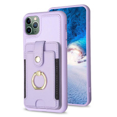 For iPhone 11 Pro BF27 Metal Ring Card Bag Holder Phone Case(Purple)