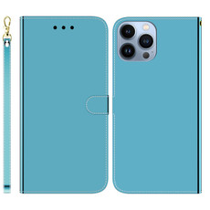 For iPhone 14 Pro Max Imitated Mirror Surface Leather Phone Case(Blue)