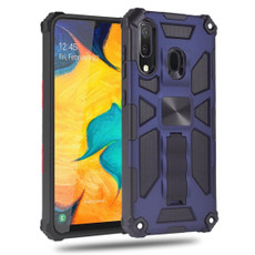 For Samsung Galaxy A20 / A30 Shockproof TPU + PC Magnetic Protective Case with Holder(Blue)