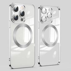 For iPhone 15 Pro Lens Protector MagSafe Electroplated Phone Case(Silver)