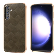 For Samsung Galaxy S23 FE 5G Nano Plating Weave Plaid Texture PU Phone Case(Green)