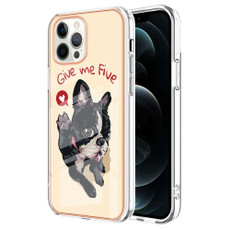 For iPhone 12 Pro Max Electroplating Marble Dual-side IMD Phone Case(Lucky Dog)
