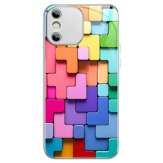 For iPhone XS Max Colorful Toy Bricks Pattern Shockproof Glass Phone Case(Silver)