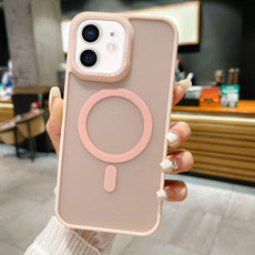 For iPhone 11 Imitation Metal Frosted Skin Feel Acrylic MagSafe Phone Case(Pink)