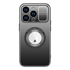 For iPhone 14 Pro Large Window MagSafe Skin Feel PC Phone Case(Black)