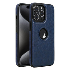 For iPhone 15 Pro Leather Texture Stitching Phone Case(Blue)