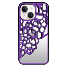 For iPhone 14 Mirror Style Hollow Heat Dissipation Electroplated  TPU Phone Case(Purple) For iPhone 14 Mirror Style Hollow Heat Dissipation Electroplated  TPU Phone Case(Purple)