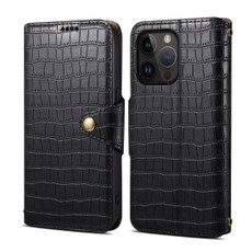 For iPhone 14 Pro Max Denior Crocodile Texture Oil Edge Leather Phone Case(Black) For iPhone 14 Pro Max Denior Crocodile Texture Oil Edge Leather Phone Case(Black)