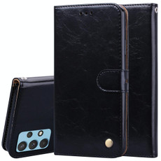 For Samsung Galaxy A32 4G Business Style Oil Wax Texture Horizontal Flip Leather Case with Holder & Card Slots & Wallet(Black)