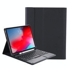 YT102B-A Detachable Candy Color Skin Feel Texture Round Keycap Bluetooth Keyboard Leather Case with Touch Control For iPad 10.2 2020 & 2019 / Air 2019 / Pro 10.5 inch(Black)