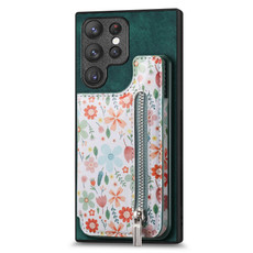 For Samsung Galaxy S23 Ultra 5G Retro Painted Zipper Wallet Back Phone Case(Green)
