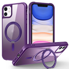 For iPhone 11 MagSafe Magnetic Rotating Holder Phone Case(Purple)