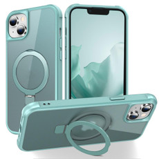 For iPhone 15 Plus MagSafe Magnetic Holder Phone Case(Lake Blue)